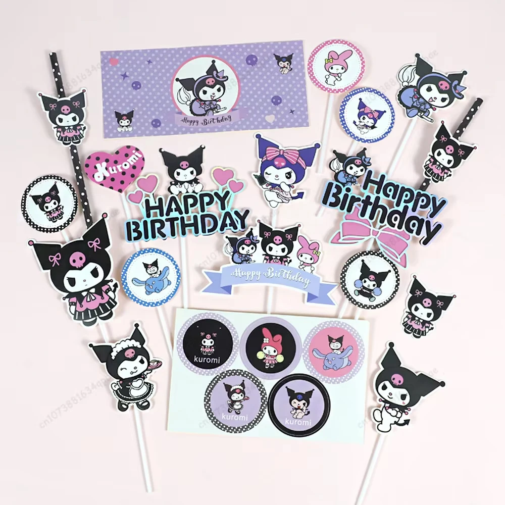 

10pcs Kuromi Cake Topper Anime Party Cake Flags Decoration Cartoon Baby Shower Kids Birthday Party Cake Decoration