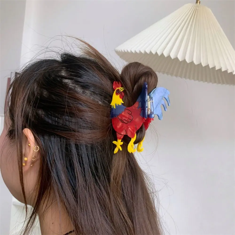 

Большая заколка-краб из ацетата с геометрическим узором, заколка-краб в форме петуха, аксессуары для волос, корейский стиль, заколка для волос из ацетатной кислоты