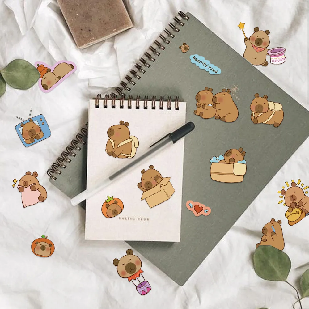 8 hojas de pegatinas originales de capibaras, emoticonos impermeables, pegatinas de graffiti para casco, bicicleta, álbum de recortes, pegatinas despegables, Joy Sticker Store