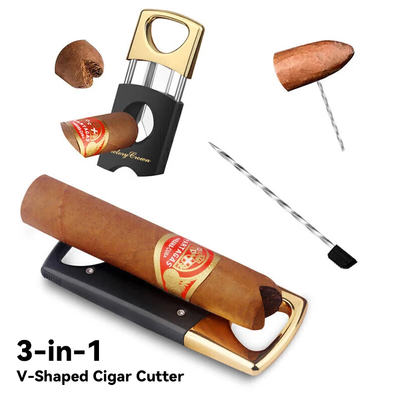 

BOLTIFY 3-in-1 Cigar Cutter V-Cutter, Cigar Punch, Draw Enhancer, and Cigar Holder