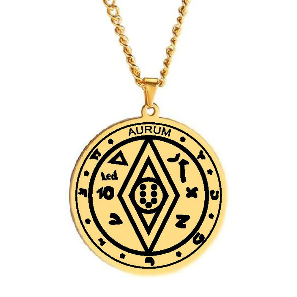 Money Amulet MAGIC PENTACLE SOLOMON WEALTH CHARM Titanium Steel Jewelry Talisman Laser Cut Stainless Steel Pendant Necklace