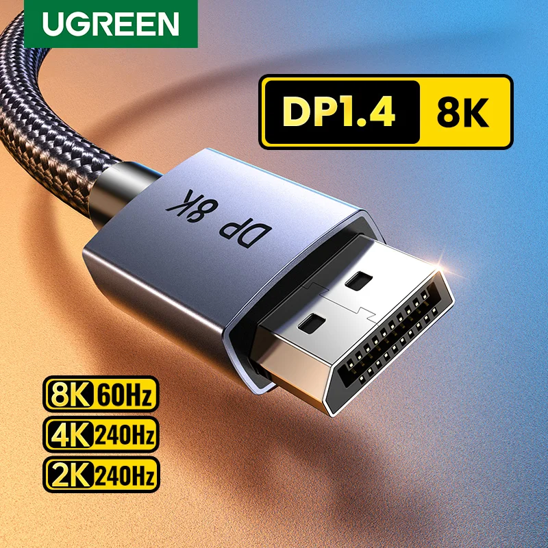 UGREEN DisplayPort Kabel 8K DP 1.4 Adapter 2K165Hz 32,4 Gb/s Kabel do PUBG Gaming Play do komputera PC Monitor Projektor