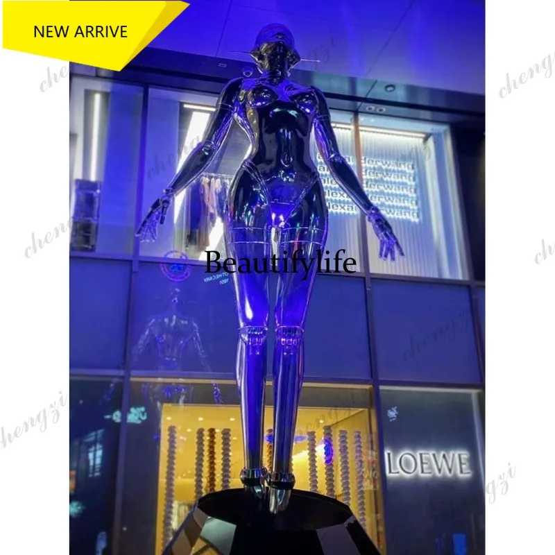 E153 FRP Sculpture Night Stage Fashion Electroplating Character Floor Ornament
