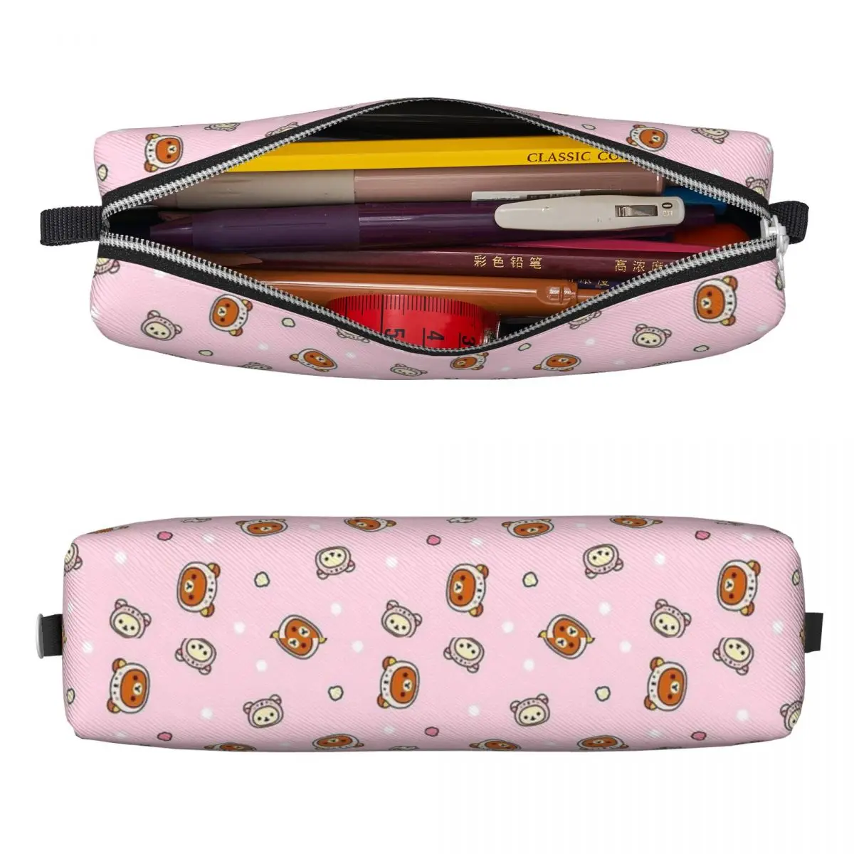 Kawaii Pink Rilakkuma Pattern Pencil Cases New Pen Holder Bag Girls Boys Big Capacity School Supplies Zipper Pencil Pouch