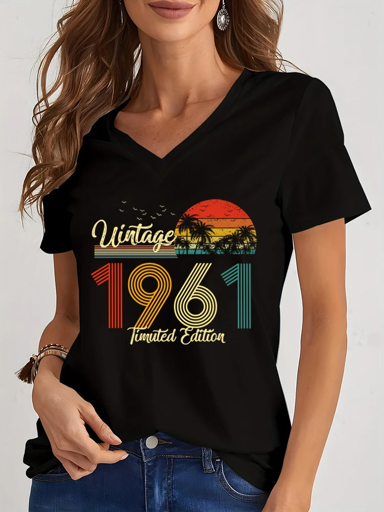 Vintage 1964 Timuted Edition 60 Years Old Birthday Party Women T Shirts Limited Edition Retro Graphic Tee Loose Classic T-shirts