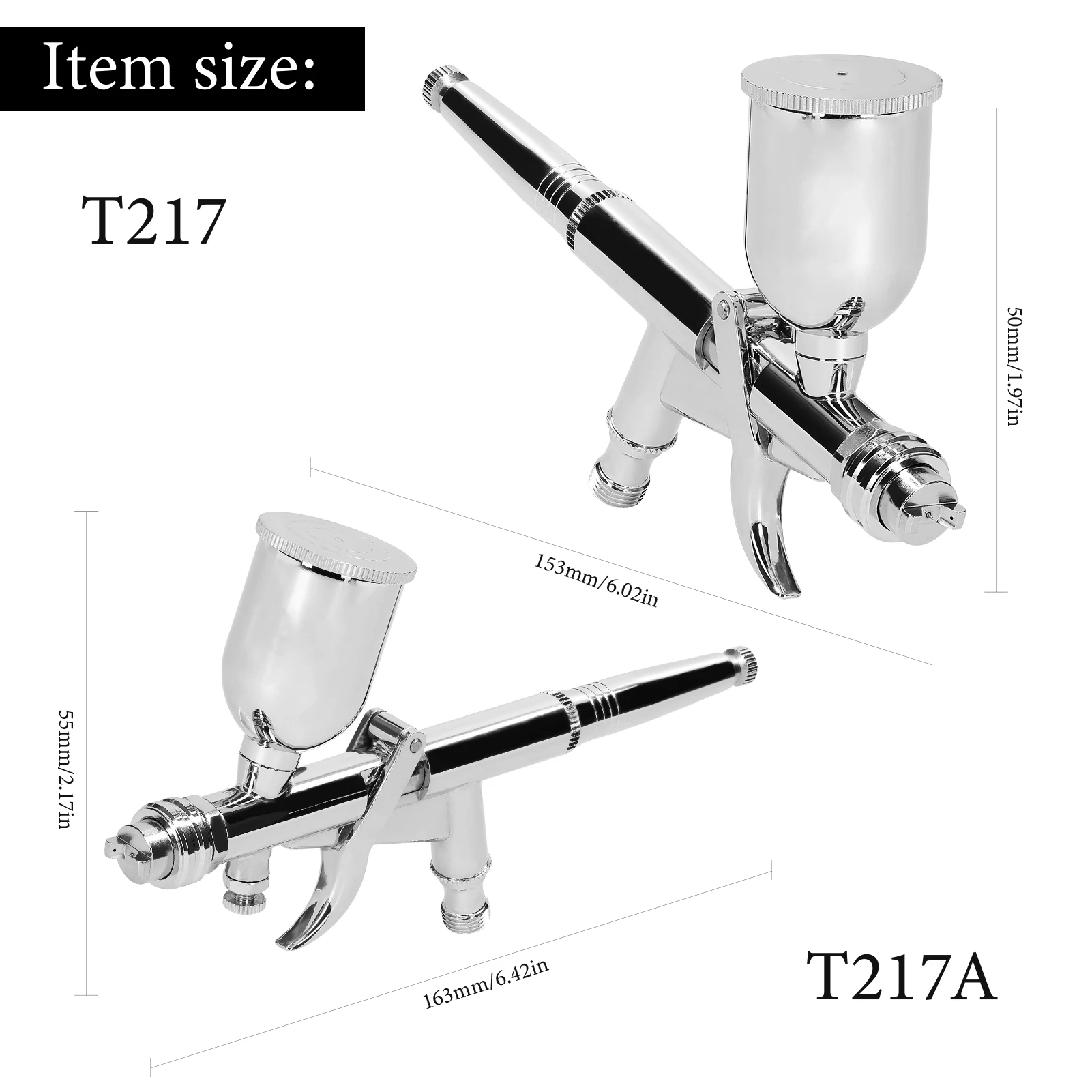 T217A/T217 Airbrush Kit 0.5mm Air Brush Set with 15CC Paint Fluids Cups for Car Model DIY Painting Makeup Nail Art Cake Design