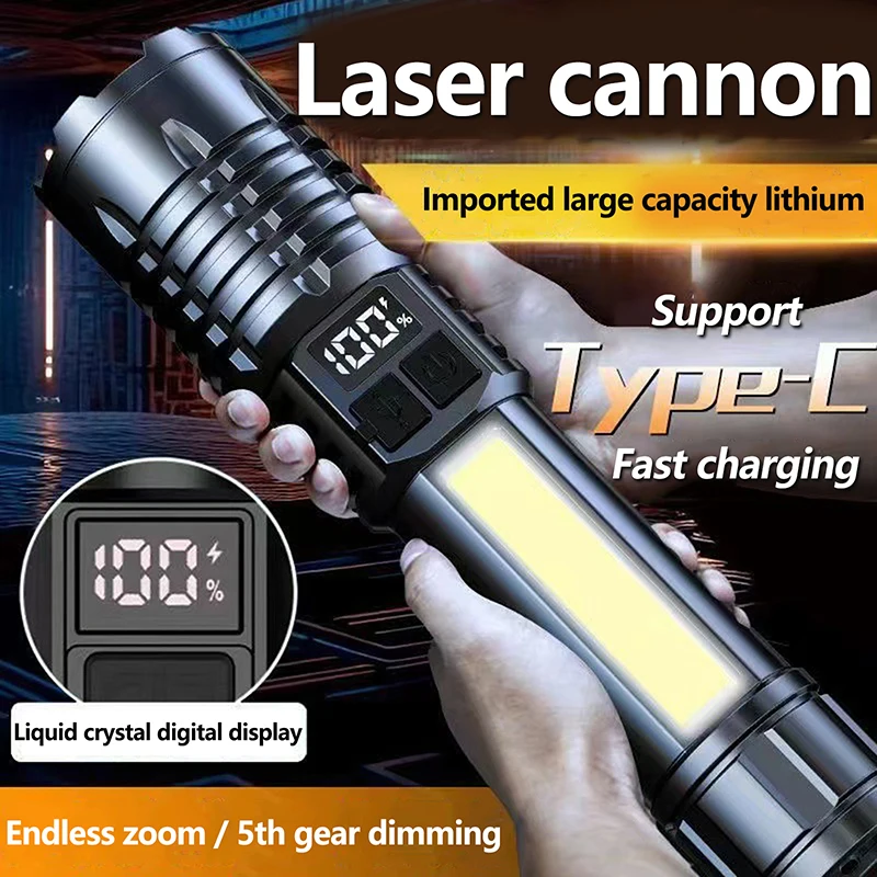 

1PC High Power Rechargeable Led Flashlight Very Strong Led Flashlight With Side Light Torch For Outdoor Camping Hiking
