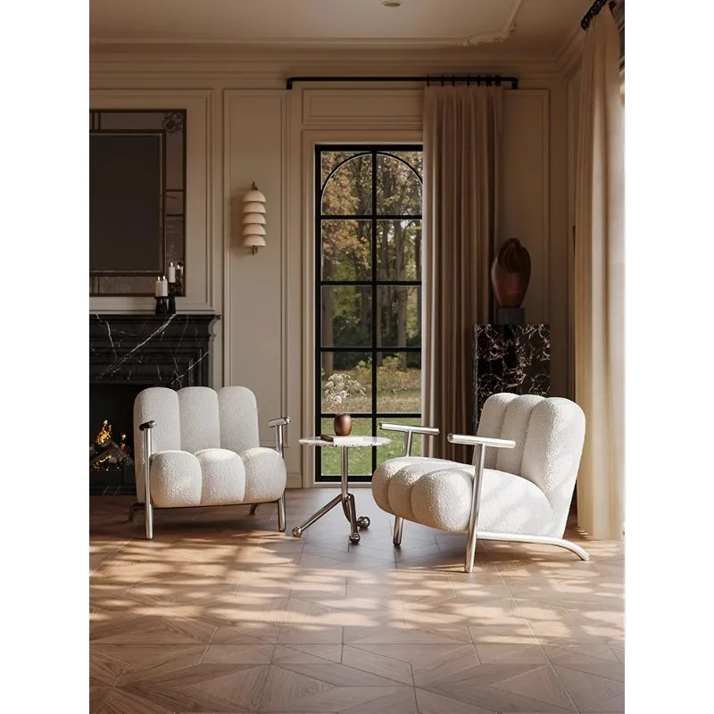 

Living room leisure single sofa chair Internet celebrity creative balcony Lazy lamb wool chair