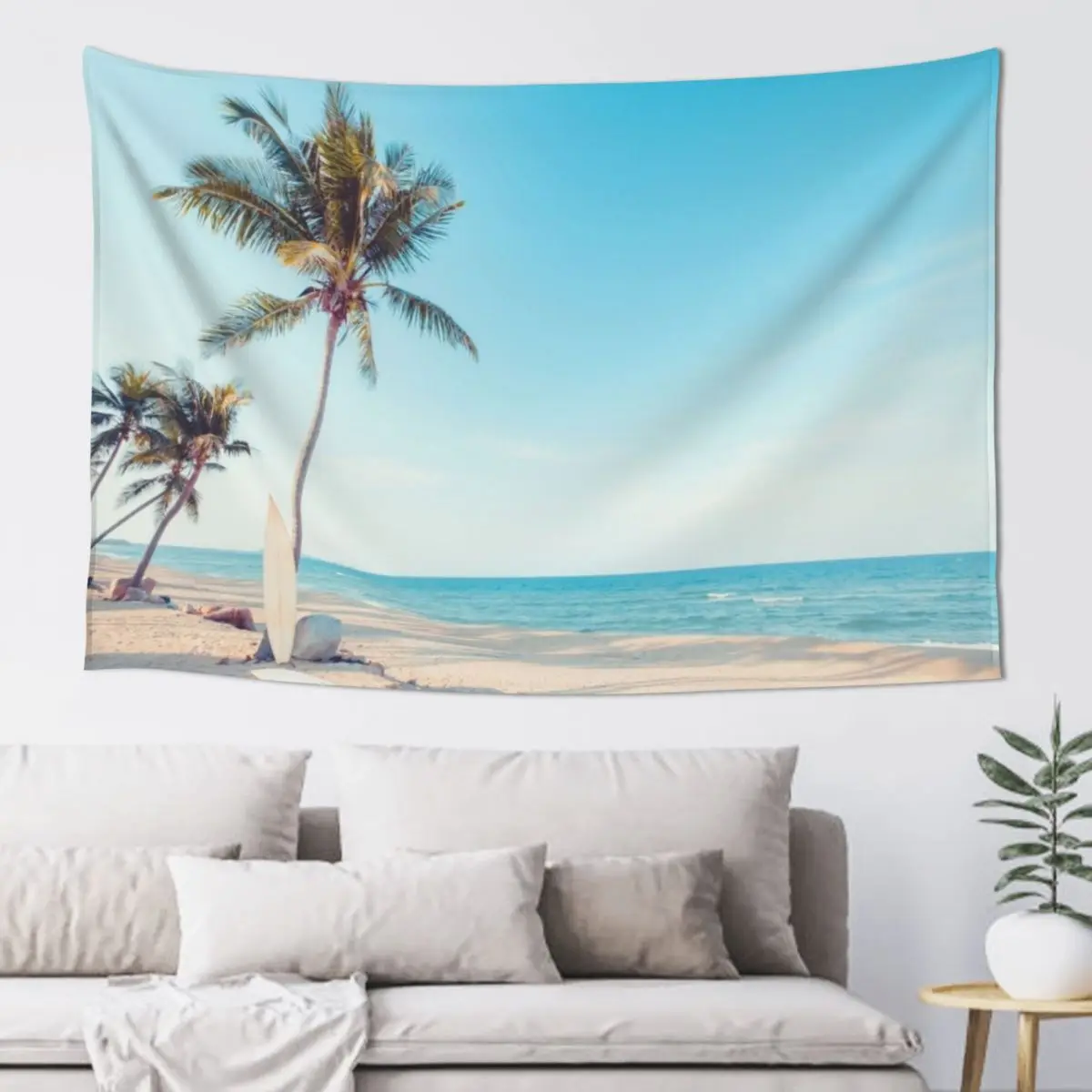 Surfboards on the Beach Tapestry Room Aesthetic Bedroom Organization And Decoration Tapestry