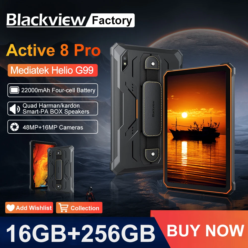 Blackview Active 8 Pro 16GB 256GB Tablet PC 22000mAh Battery Android 13 10.36