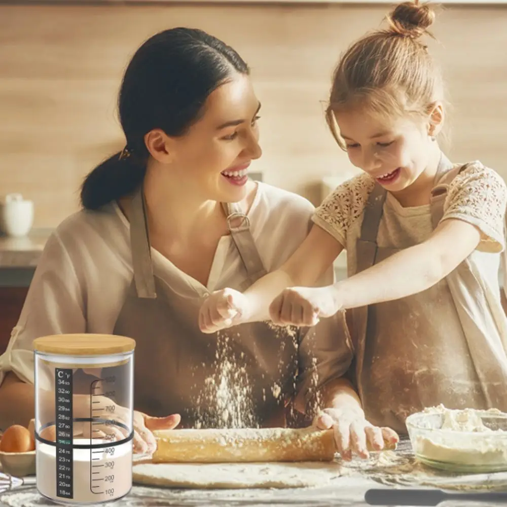 

900ml Capacity Sourdough Starter Jar Wide Mouth Design Clear Glass Material Clear Glass Jar 1000ml Capacity Kitchen Tools