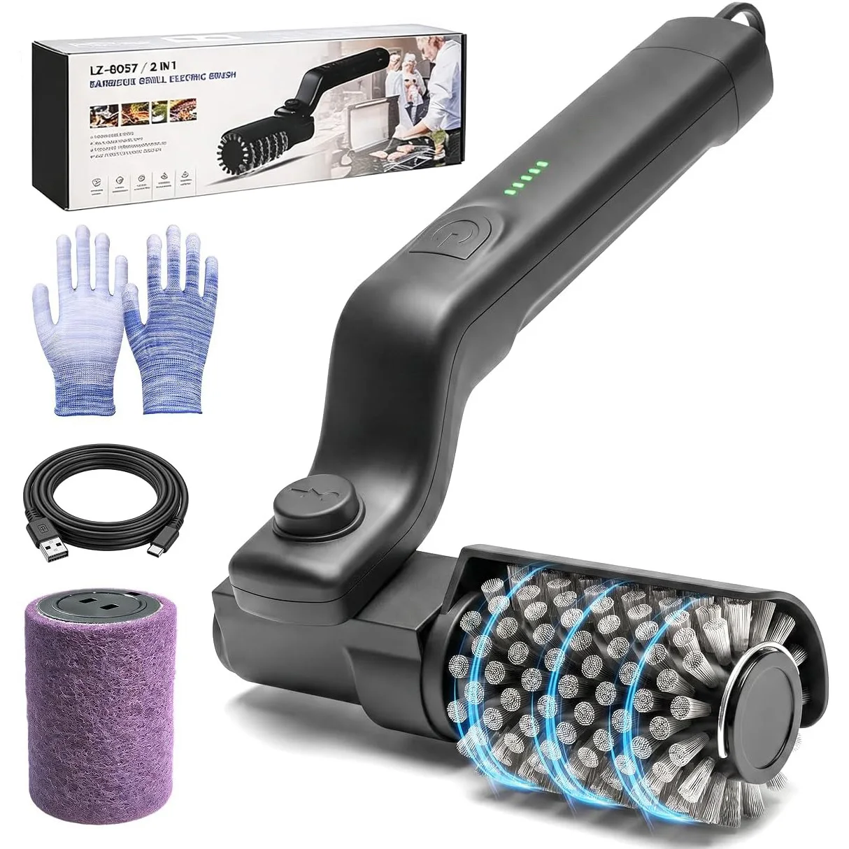 Electric Grill Brush Rechargeable Cordless BBQ Scrubber Barbecue Grates Cleaning Brush for Iron Gas Charcoal Grills - AliExpress 15