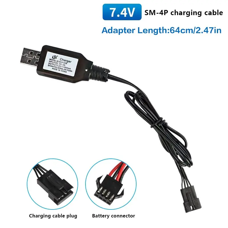 7.4V (3.7V X2) Charger SM-2P/3P SM-4P Reverse XH-3P/4P Li-ion Battery Electric RC Toys Car Boat USB Charge