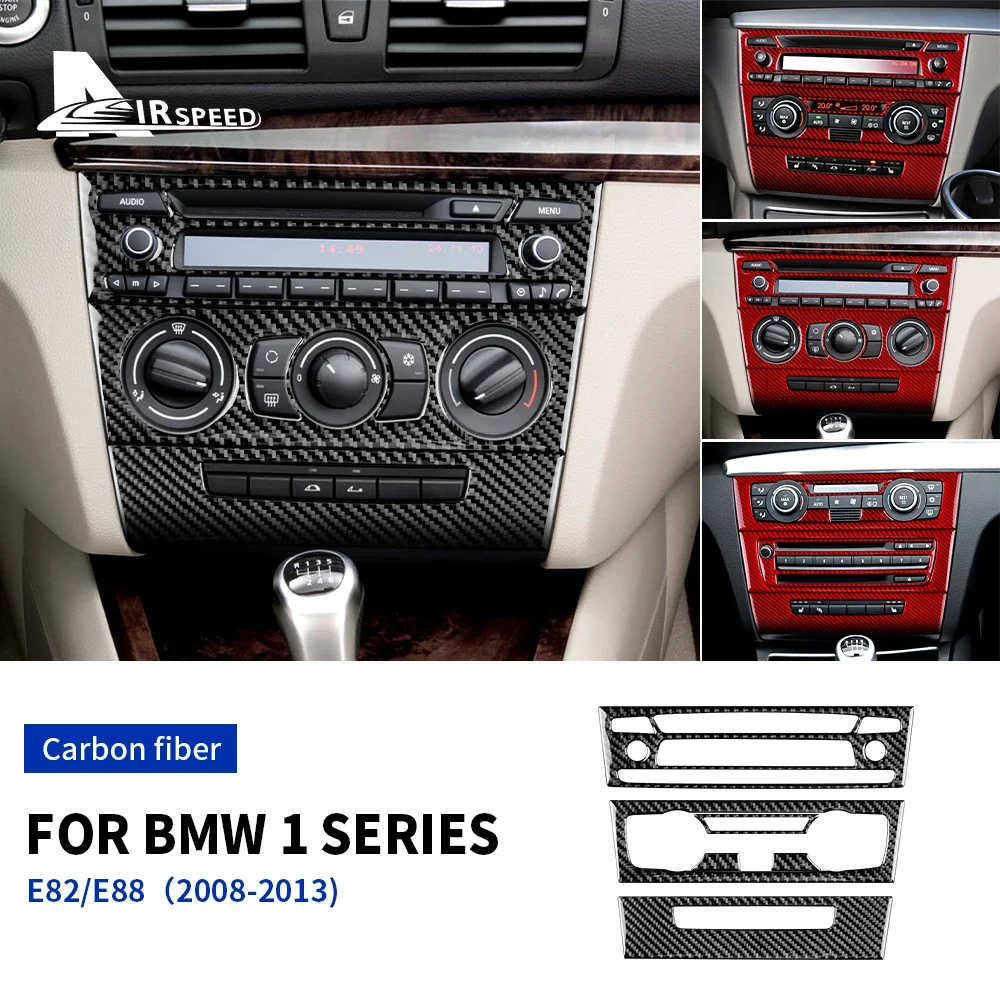 For BMW 1 Series E81 E82 E87 E88 2008-2013 Carbon Fiber Central Control Radio CD Panel Temperature Seat Heating Frame Sticker