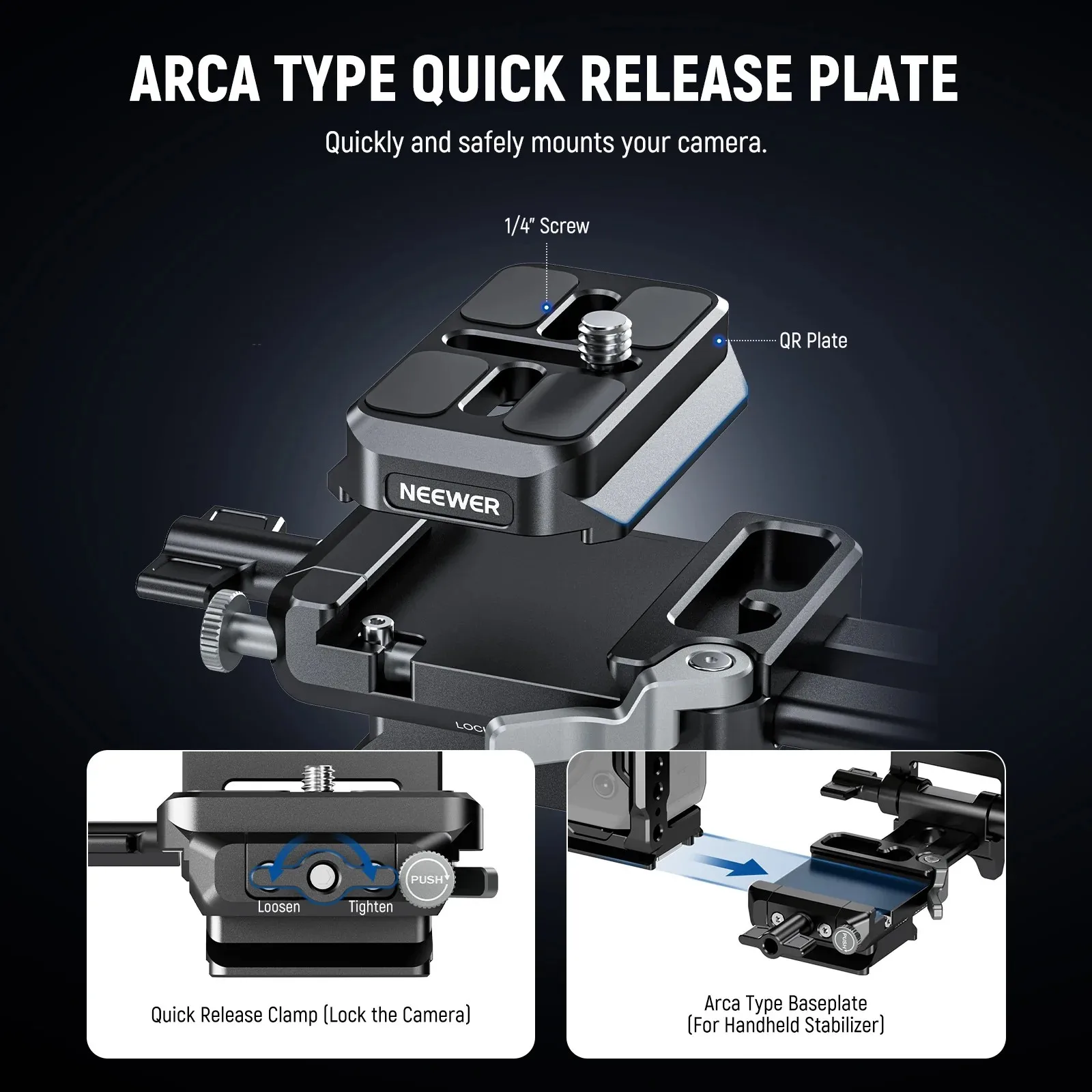 NEEWER PS015 Pro Foldable V Mount Battery Plate With Arca Quick Release Baseplate 10106370 썸네일 4