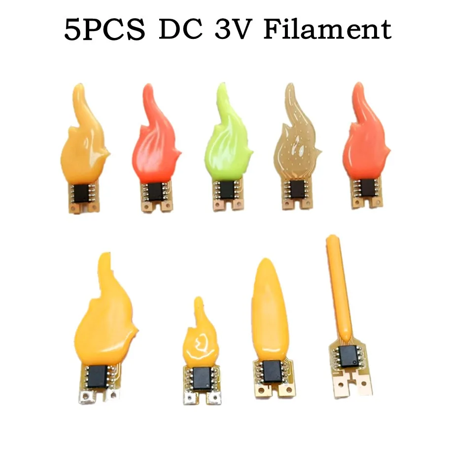 5pcs DC 3V Led Flash Flowing Candles Edison Bulb Flame LED Filament 2200K Diode Birthday Party Decoration Light Bulb Accessories