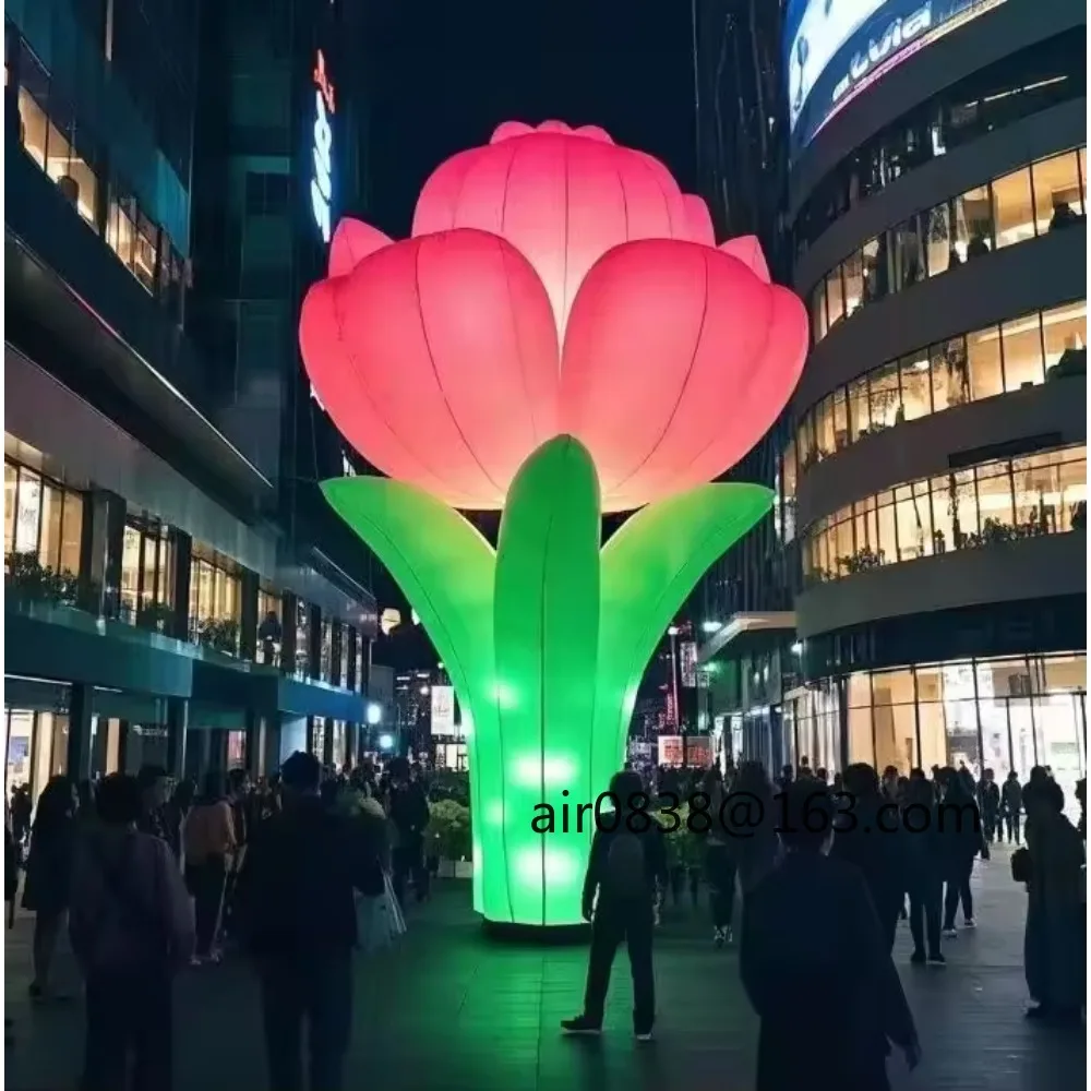Fleur gonflable géante colorée populaire avec lumières pour la décoration de scène de festival de mariage de partie