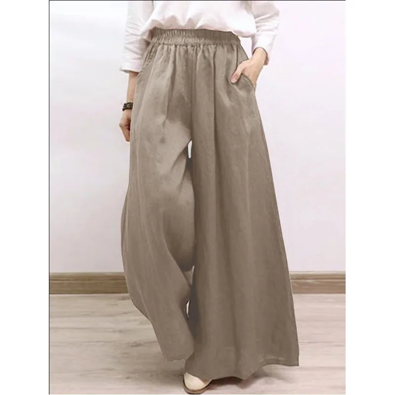 

2023 New Summer High Waisted Loose Fitting Fashion Casual Versatile Solid Color Wide Leg Pants Trend Temperament Pants