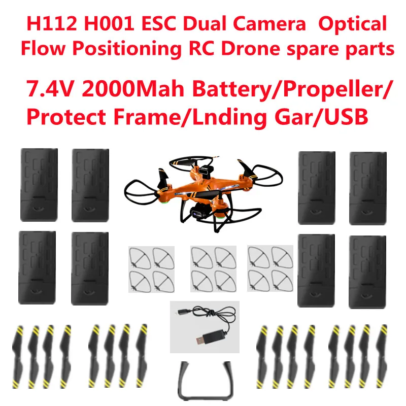 JJRC H112 Drone Battery H112 Optical Flow Positioning RC Drone Quadcopter spare parts 7.4V 2000Mah Battery/Propeller H112 Drone