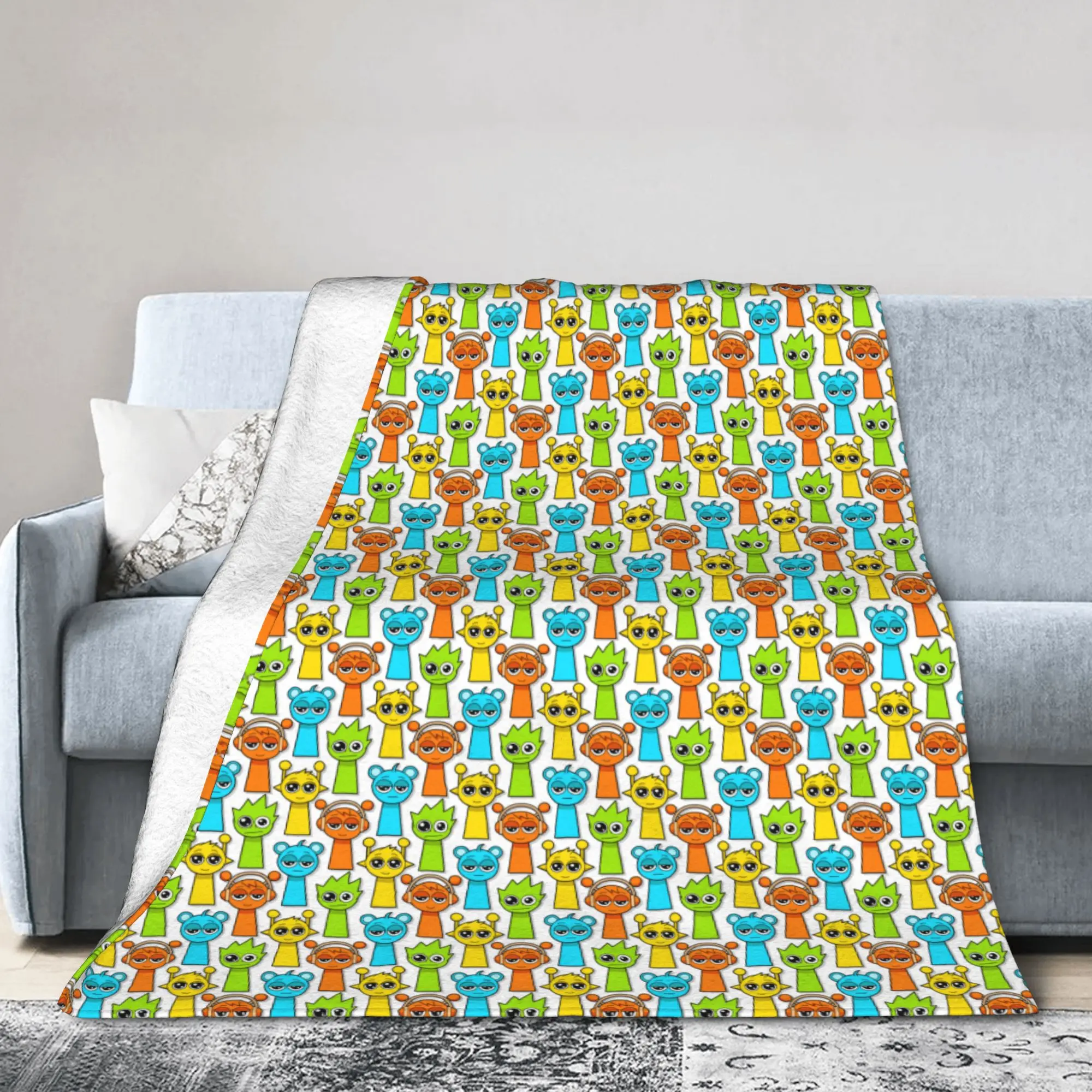 Cartoon Sprunkis Game Blanket Fleece Decoration  Multi-function Soft Throw Blankets for Bedding Travel Bedspreads