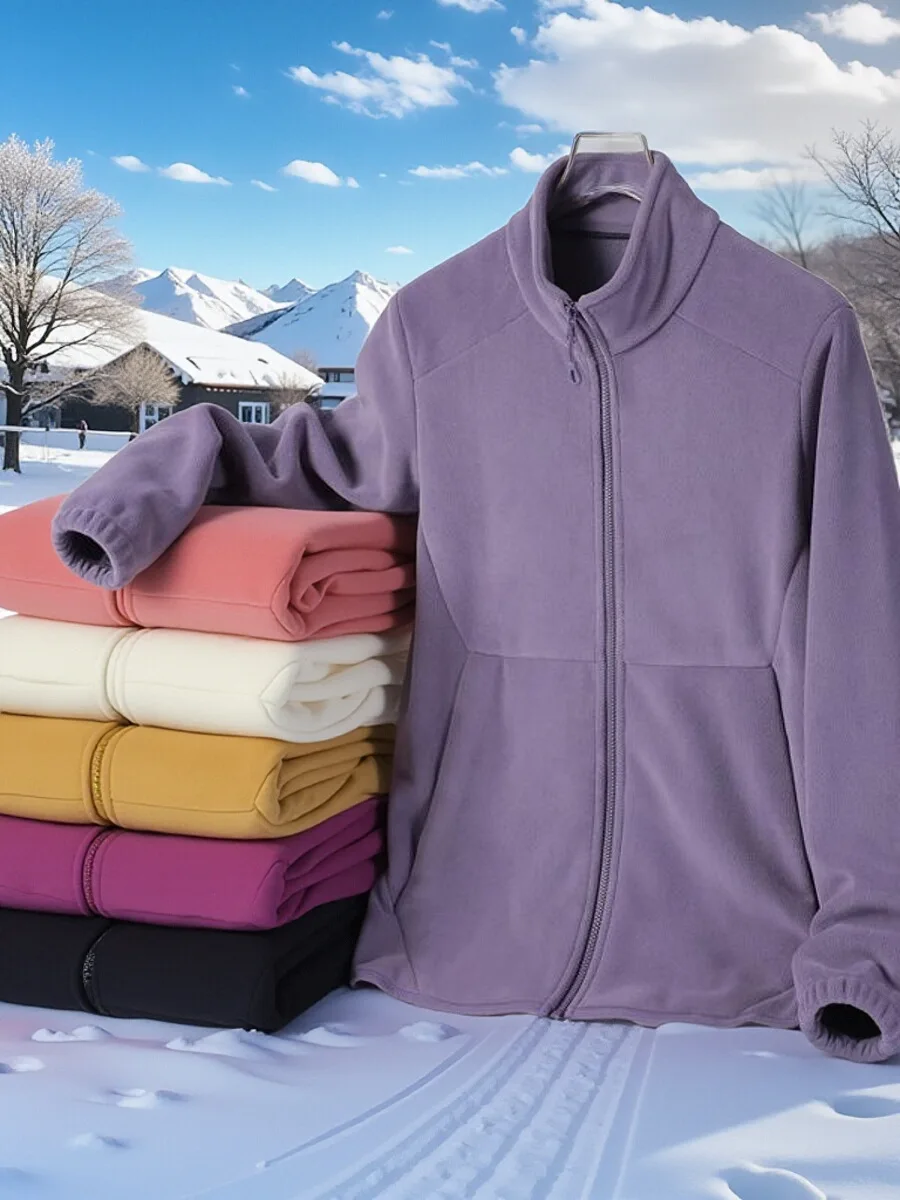 

ex Stand Collar Fce Lined Jaet Autumn Winter Couple Sle Warm Outerwear Stand Fit Long Sve Zipper Closure Coat