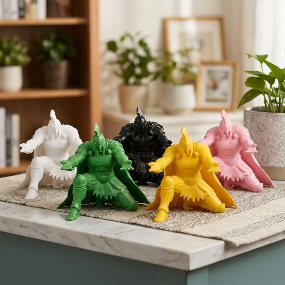 Funny 3D Printed Warrior Pen Holder Plastic Vintage Kneeling Knight Pen Rack Waterproof Figurine Fountain Pen Holder Cool Gift