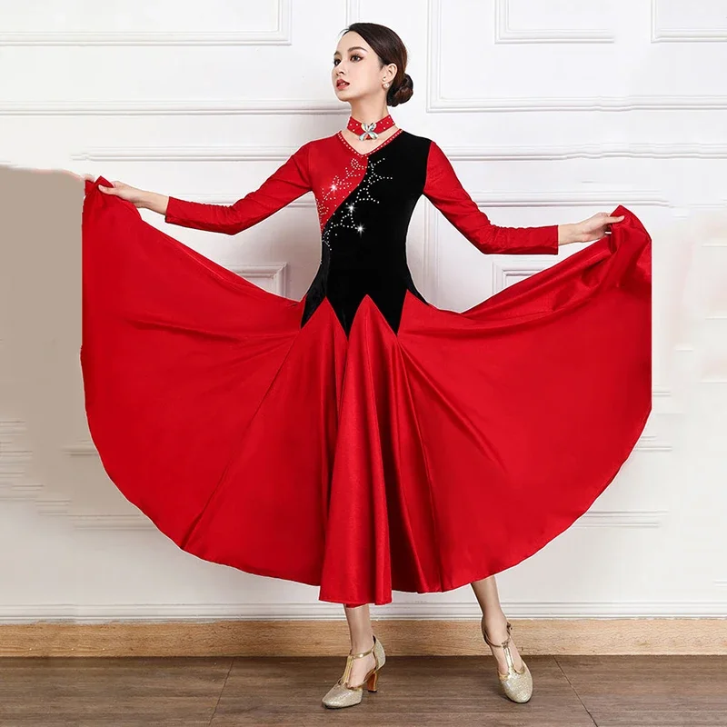 

High Elasticity Modern Practice Costumes Women's Ballroom Competition Dresses Big Swing Square Dancing Clothes