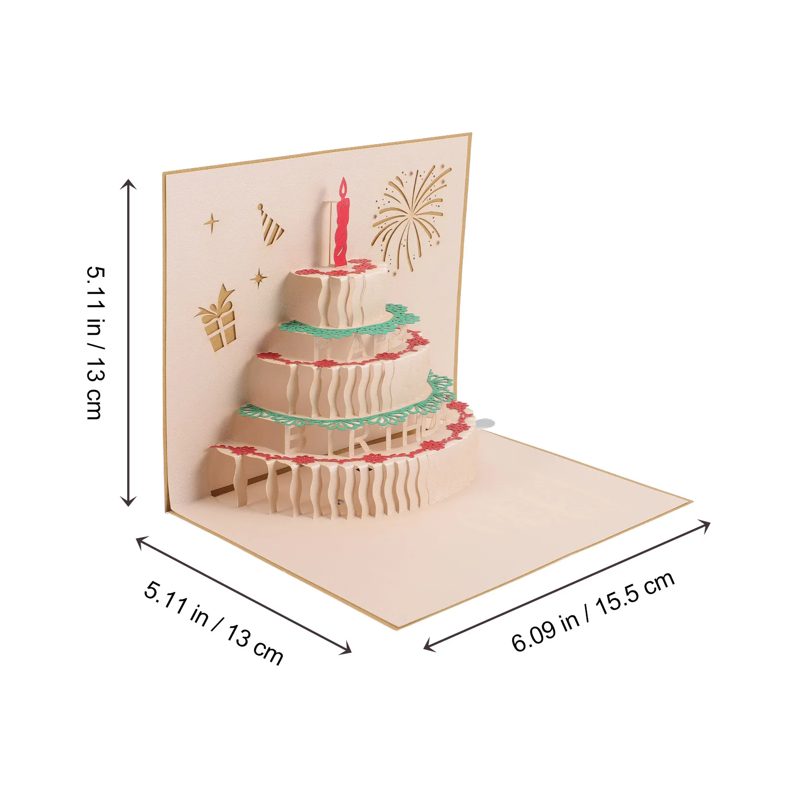 3D Birthday Greeting Card Music Playing Light Up Effect Creative Stereo Cake Blessing Card for Birthday Celebration
