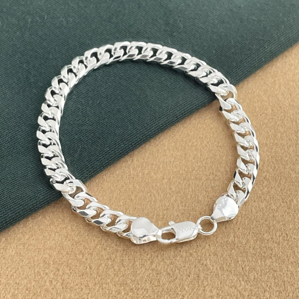 

6MM sideways Cuban exquisite bracelet, suitable for men and women party jewelry accessories