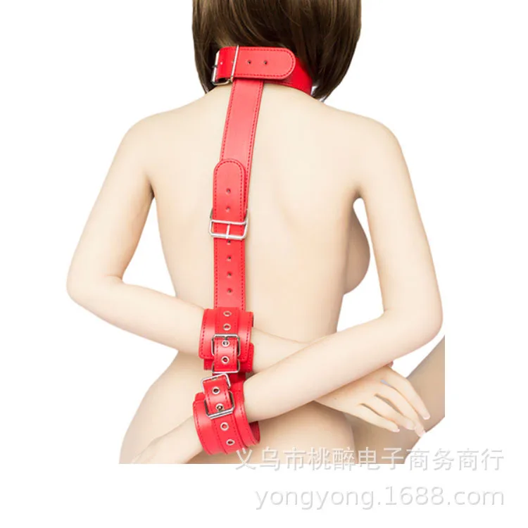 Leather Back Neck Handcuffs Sm Sex Products Male and Female Devices Alternative Training Couple Sex Toys Adult Handcuffs Sex Toy