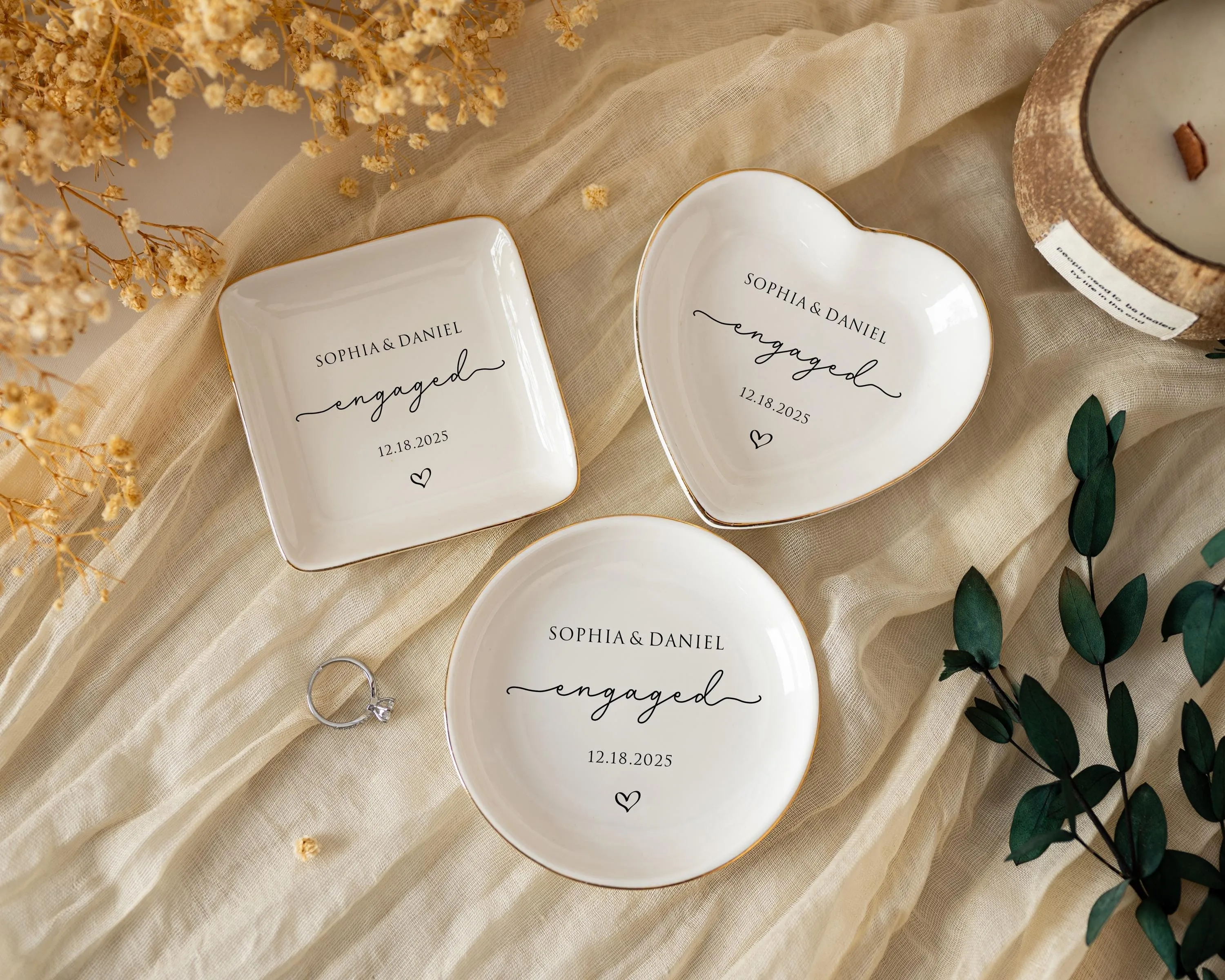 

Custom Engaged Ring Dish Personalized Ring Dish Bridal Shower Gift Personalized Engagement Gift for Bride Wedding Gifts for Coup