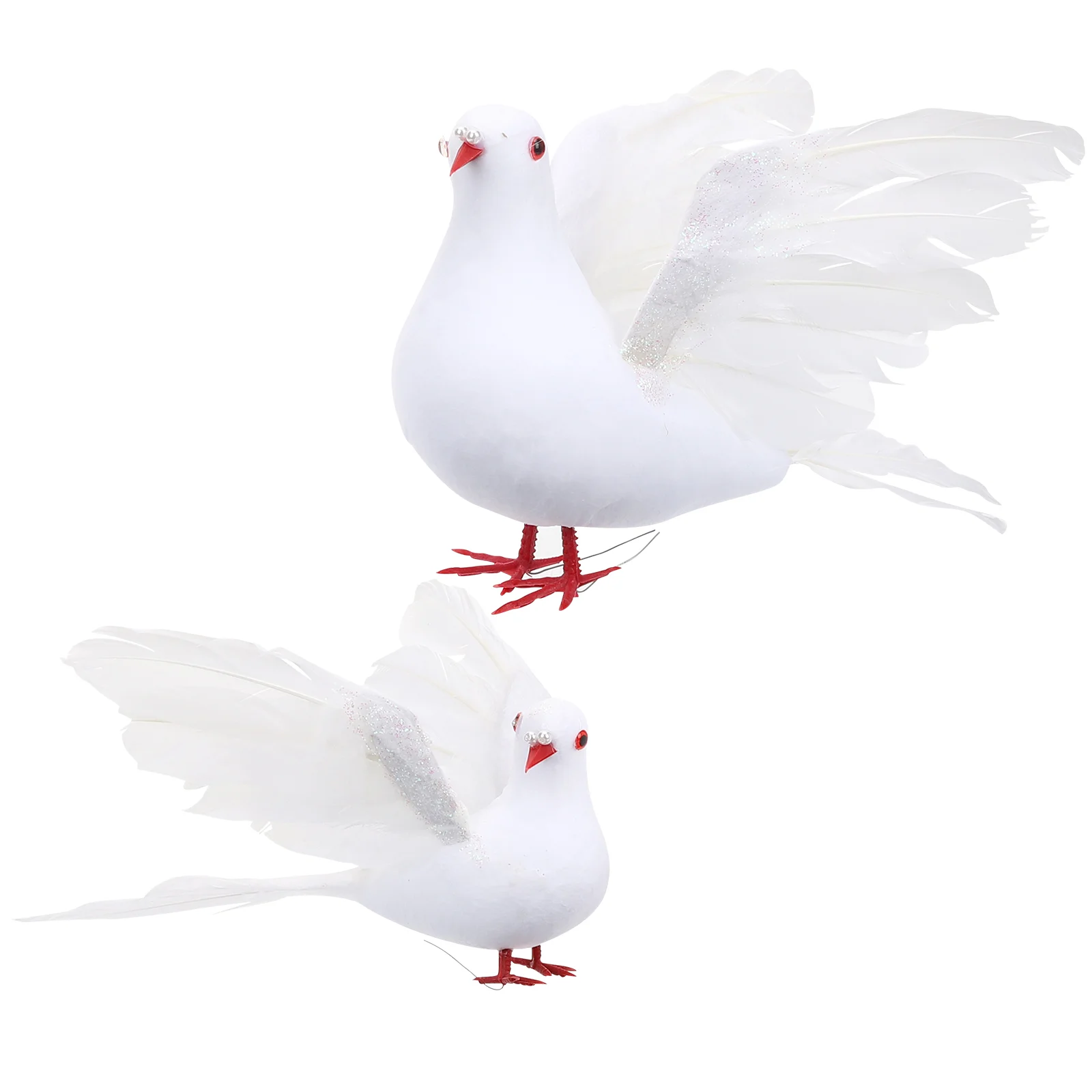 2 Pcs Sculpture Home Decoration Wedding Pigeon Fake Birds Foam Landscape Dove Artificial Plumage