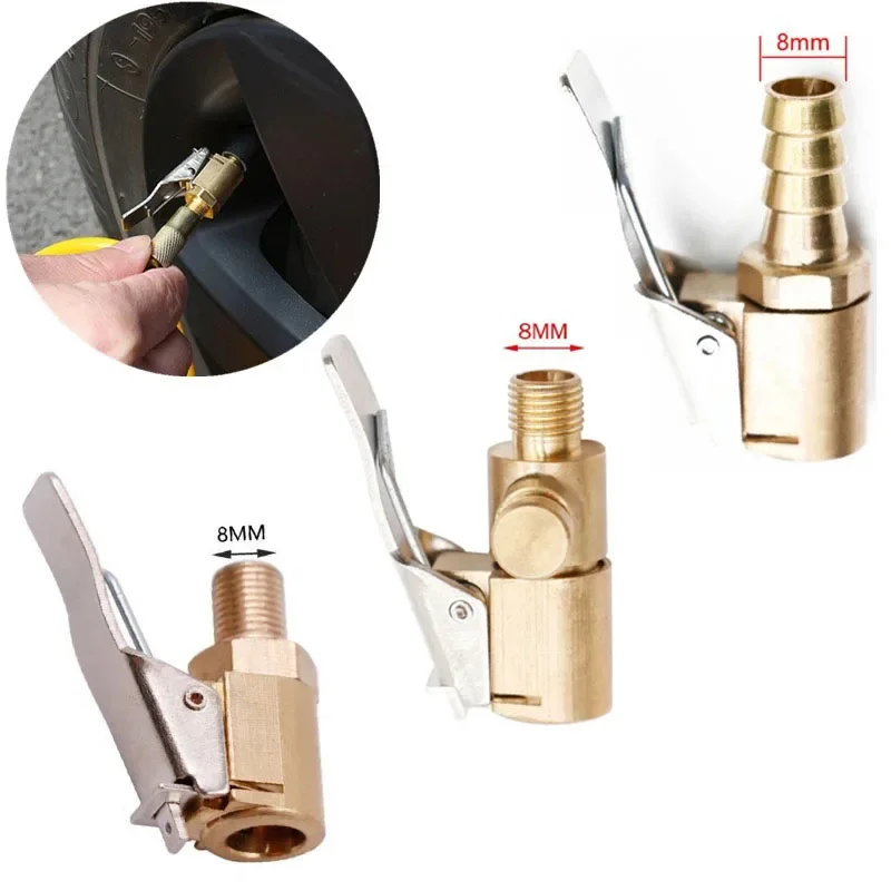 Advanced Car Tire Air Chuck Inflator Pump Valve Connector Clip-on Adapter Car Brass 8mm Tyre Wheel Valve For Inflatable Pump