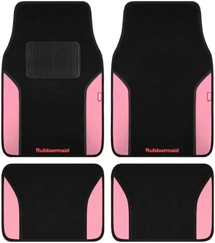 

Rubbermaid Pink Carpeted Car Mats with Faux Leather & Heel Pad – Fits Cars, Trucks, SUVs