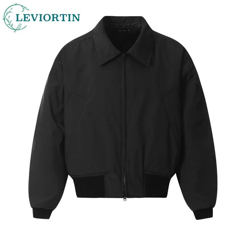 

Winter Baseball Jacket Pilot Cotton Jacket, Men's Trendy Brand Ribbed Bottom Loose Collar Double Headed Zipper, Baseball Jacket