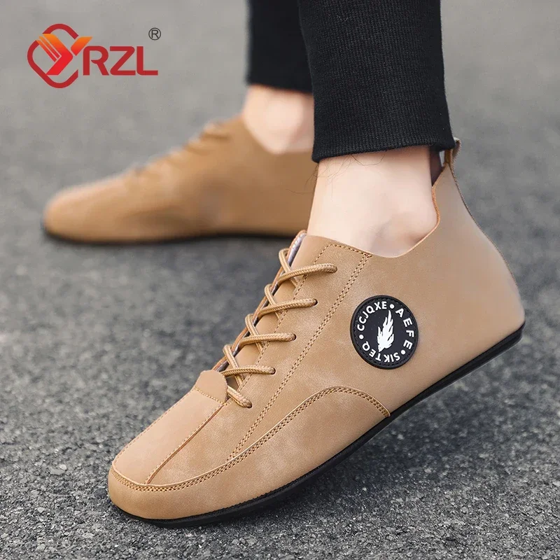 

YRZL Men's Loafers Lightweight Driving Casual Thin Bottom Flats Shoes Soft Soles Comfortable Non Slip Lace-up Walking Shoes Men