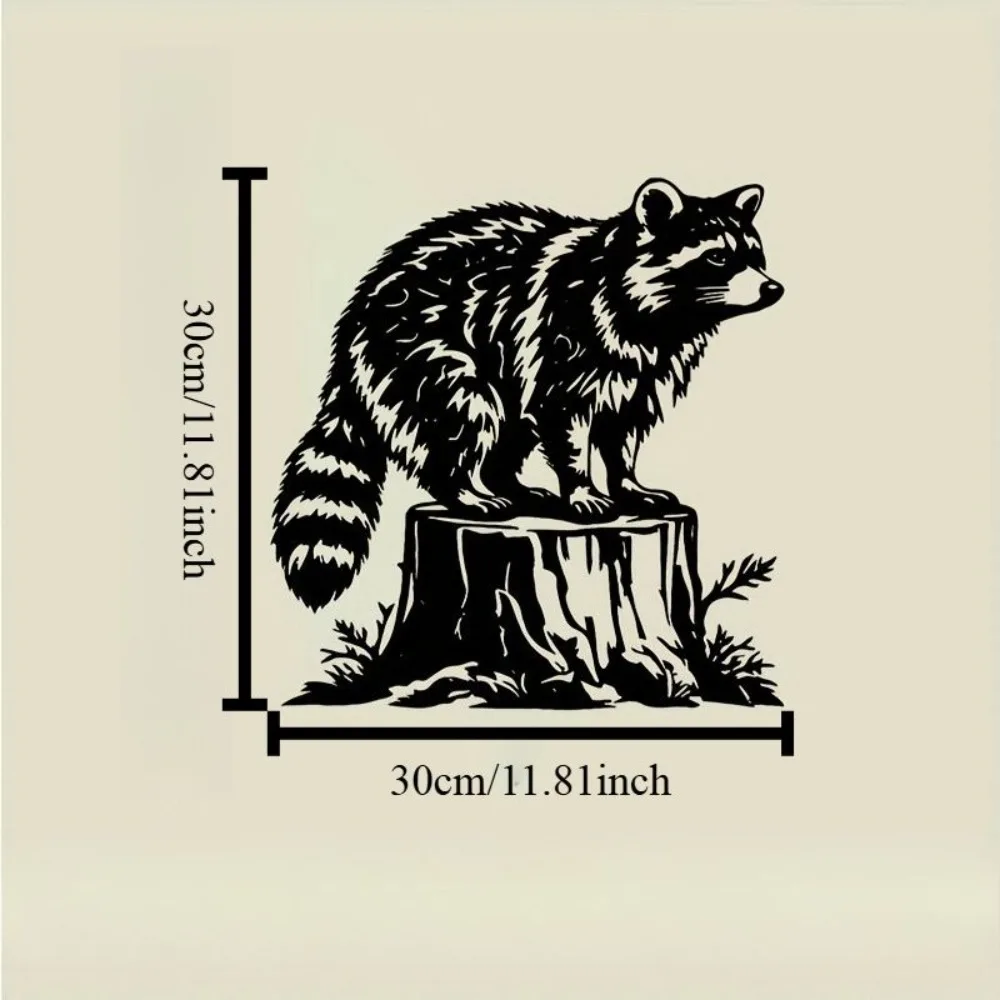 CIFBUY Metal Wall Art Raccoon On Stump Sculpture Rustic Iron Home Garden Decor