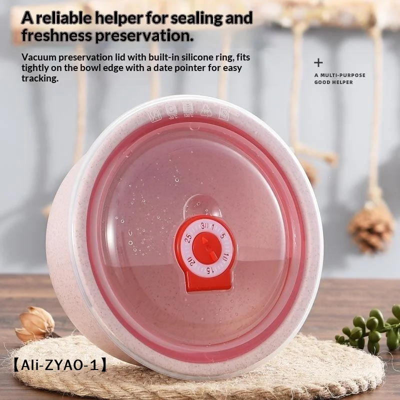 【O】3Pcs Wheat Straw Fresh-Keeping Bowl Three-Piece Set With Lid For Home Microwaveable Plastic Round Lunch Box