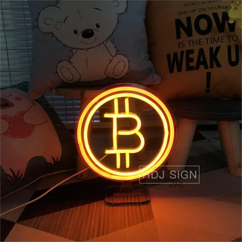 Custom Neon Sign Bitcoin, Sinais LED, Decoração Engraçada Da Parede Para O Quarto, Casa, Bar, Café, Loja, Sala de Jogos, Jardim Neon Light, Presente