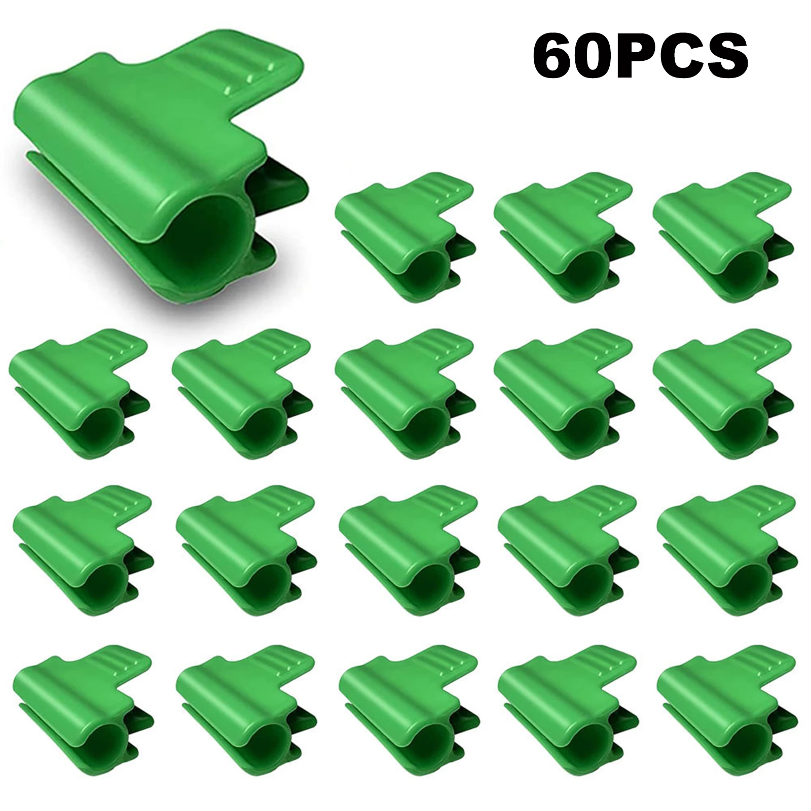 

60PCS Greenhouse Film Clamps Garden Shed Row Cover Netting Tunnel Hoop Plastic Clips For Outer Diameter 16cm Plant Stakes