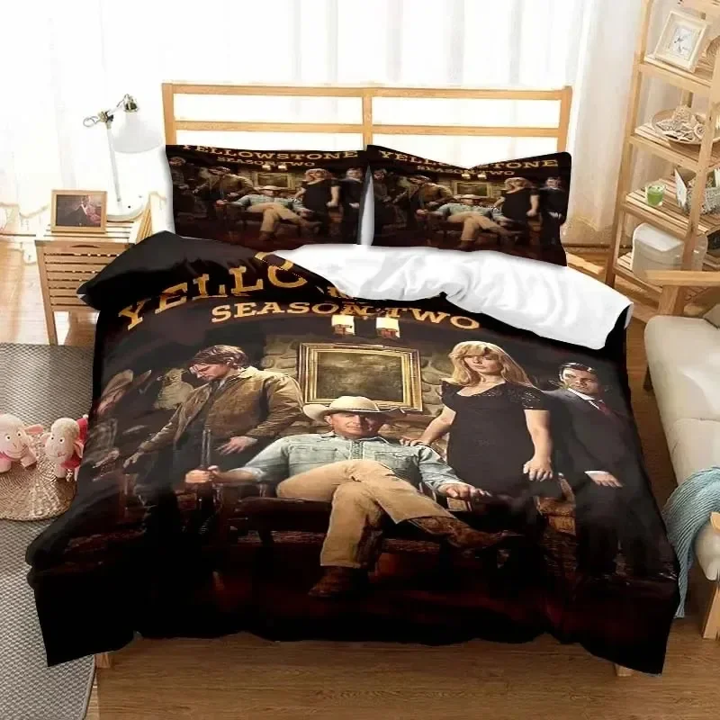 This Is My Yellow-Stone Watching Retro Fashion Bedding Set Duvet Cover Pillowcase Single Double King Size Adult Bedroom Gift