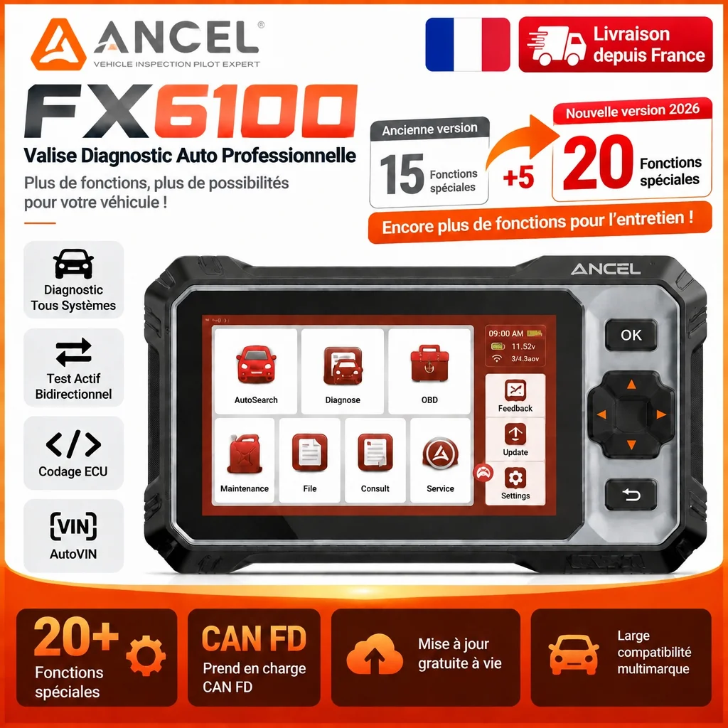 Ancel OBD2-Diagnosegerät mit über 20 professionellen Reset-Funktionen, bidirektionaler Aktivtest, Diagnose aller Systeme, CAN FD, Autovin, für verschiedene Automarken.