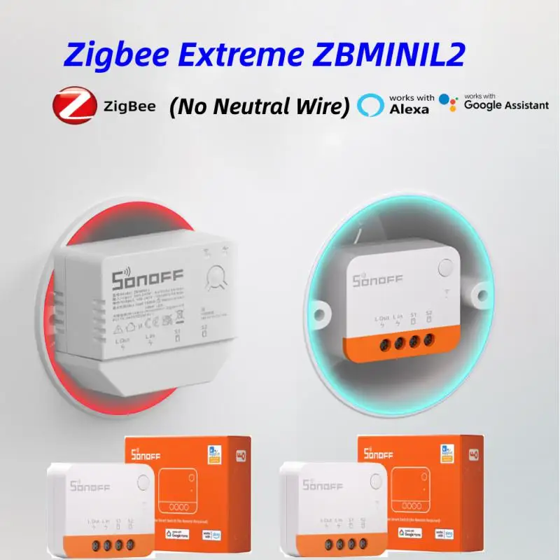 Мини-переключатель Sonoff ZBMini L2 Extreme Zigbee, не требует нейтрального провода, сцена ZBMINIL2 с таймером, переключатель через EWelink Alexa Google Home