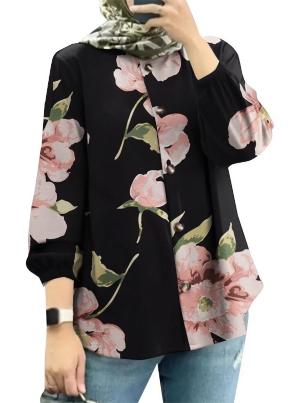 

Faionable с цветочным принтом женский irt Bubble Sve модный Ближний Восток малайский новый Sle трансграничная одежда этнический сценический костюм