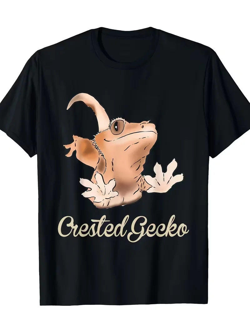 Novelty Men'S Tail Lizard Crested Gecko Vintage T Shirt Tee Streetwear Casual Trendy Oversized Loose Harajuku O-Neck Comfortable