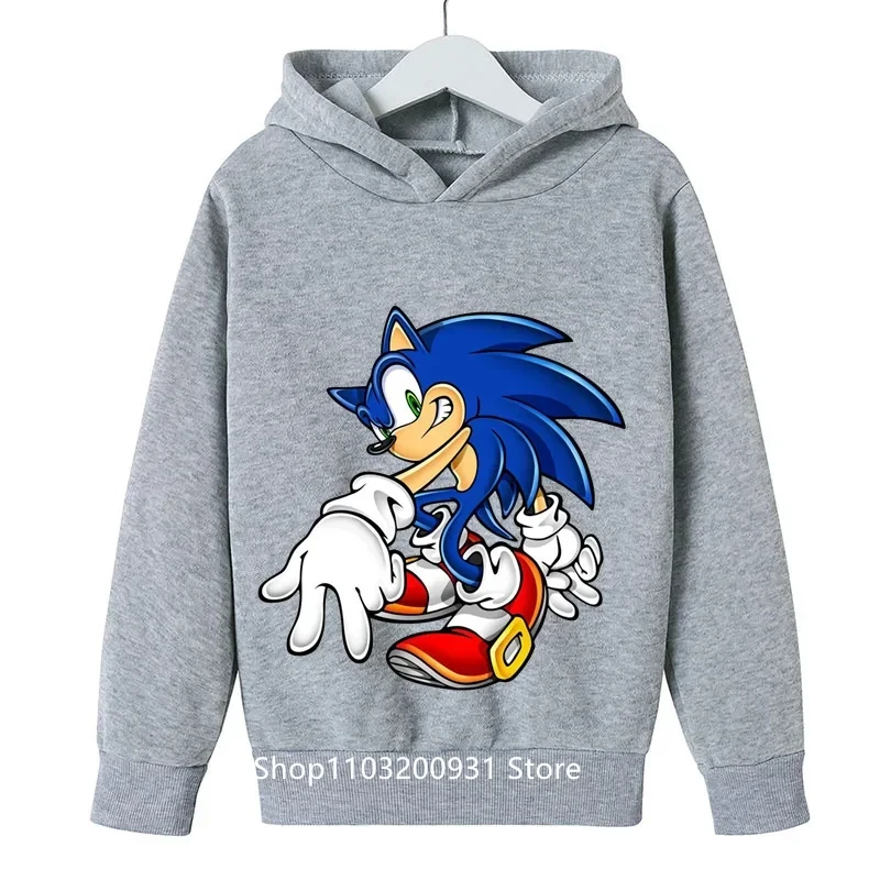 Cute Sports Cartoon Anime Sonics Children'S Clothing Top Boys Sweatshirt Hoodie Fall Long Sleeve Jumper Children'S Clothing