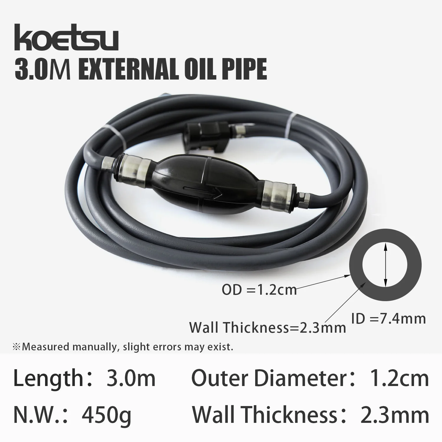 KOETSU 2.2m ID 6mm Outboard Fuel Line, External Fuel Hose with Push Connectors for Marine Outboard Motor Fuel Tank view 6