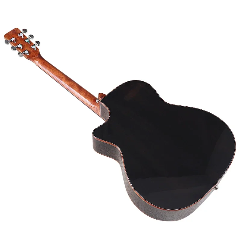 High Gloss 40 Inch Electric Acoustic Guitars 6 Strings Folk Guitar Solid Wood Top Build-in Pickup Free Bag