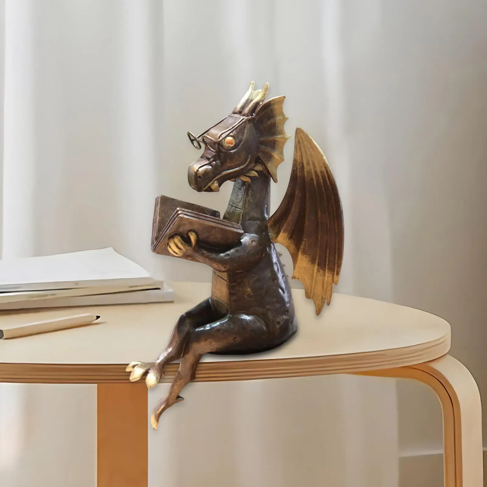 Dragon Reading Book Creative Fairy Figurine Home Decor Dragon Decoration Dragon