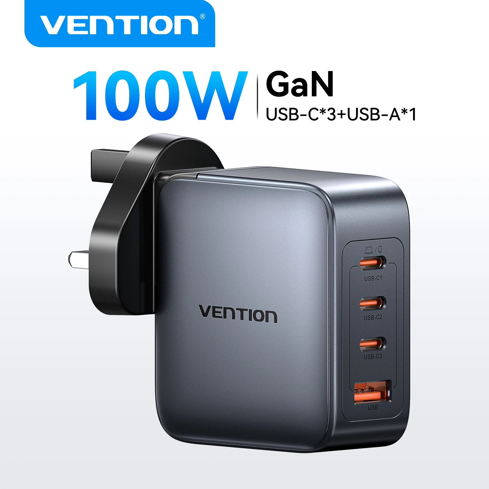 

Vention USB Charger 100W GaN Charge for iPhone 16 15 14 PD Fast Charging for iPad Xiaomi Samsung USB Type C Mobile Phone Charger